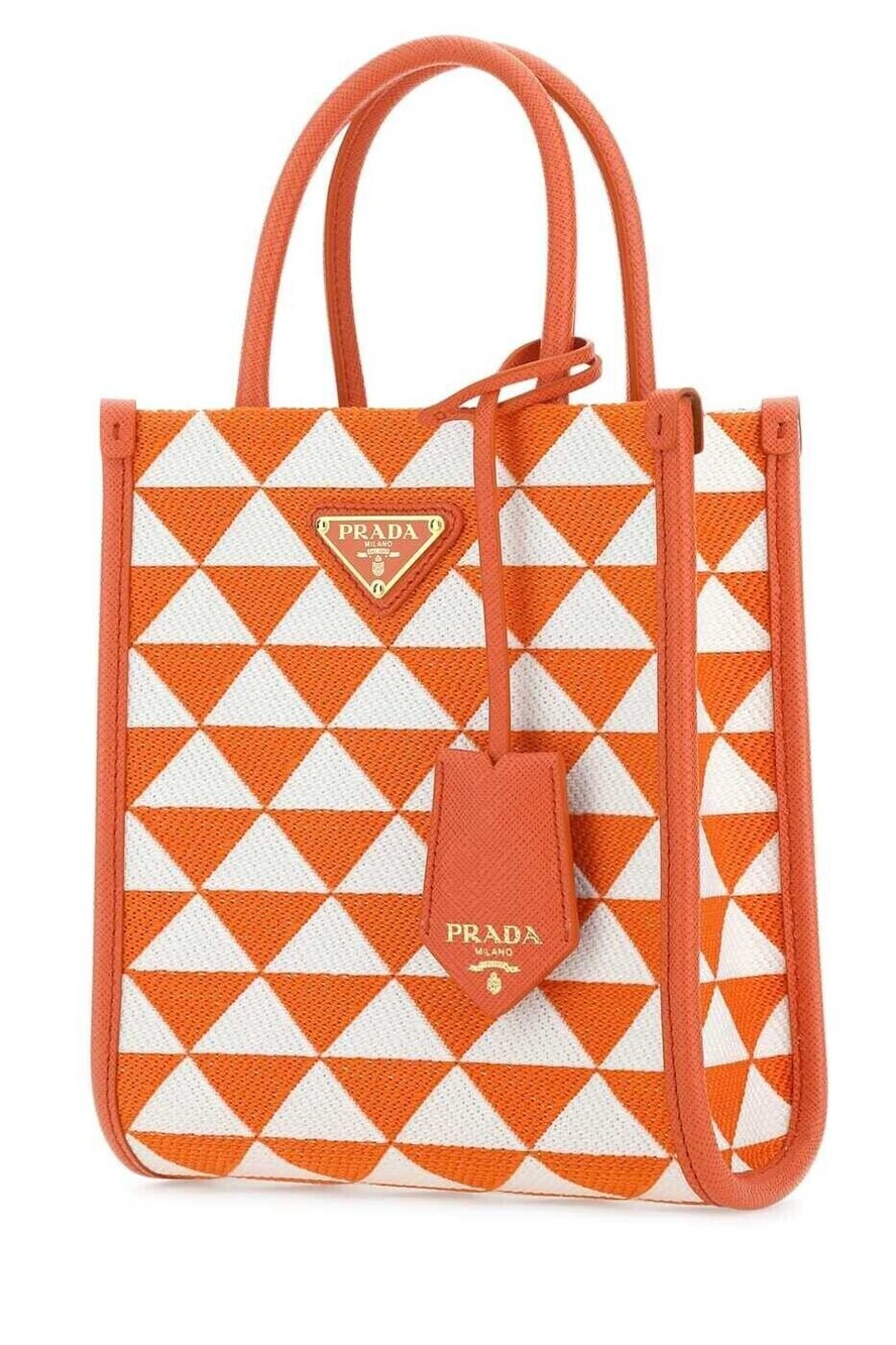 Prada Vela Multicolor Briefcase Orange White